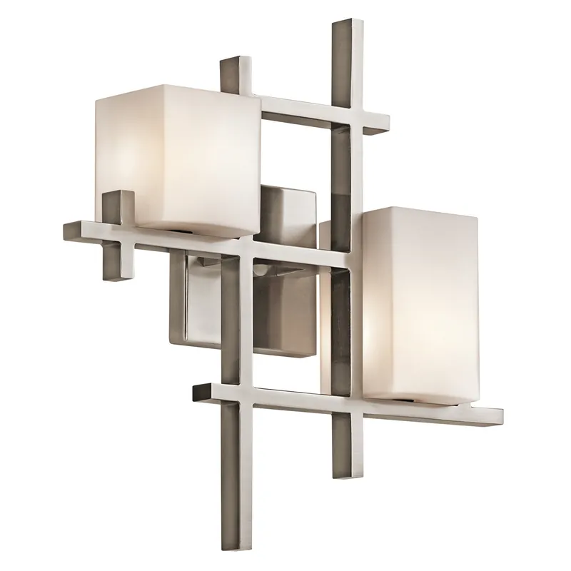 Promozione Applique a parete in acciaio con 2 diffusori in vetro dal design moderno - 3W - IP20