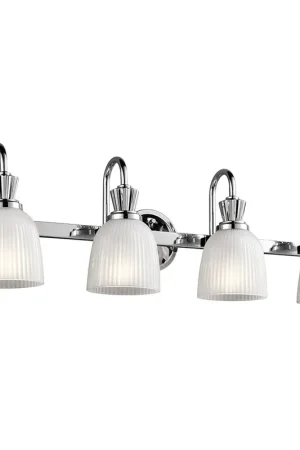 Sconto Lampada da parete a 4 luci per bagno struttura in acciaio e diffusori in vetro - 3W - IP44