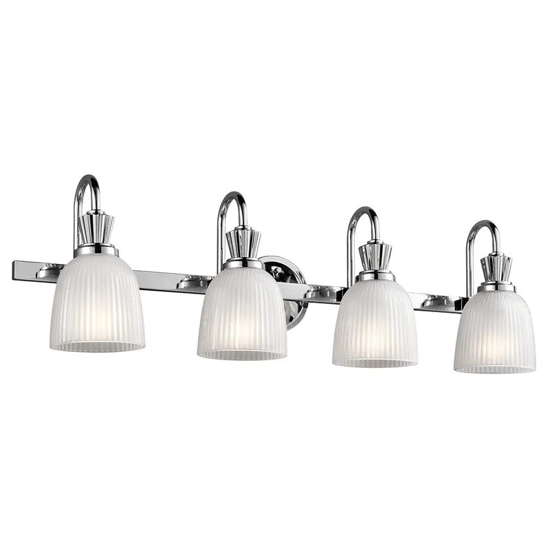 Sconto Lampada da parete a 4 luci per bagno struttura in acciaio e diffusori in vetro - 3W - IP44