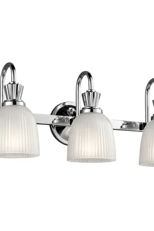 Affare Lampada da parete a 3 luci per bagno struttura in acciaio e diffusori in vetro - 3W - IP44