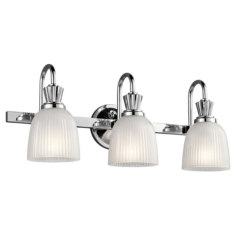 Affare Lampada da parete a 3 luci per bagno struttura in acciaio e diffusori in vetro - 3W - IP44