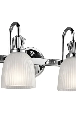 Bestseller Lampada da parete a 2 luci per bagno struttura in acciaio e diffusori in vetro - 3W - IP44