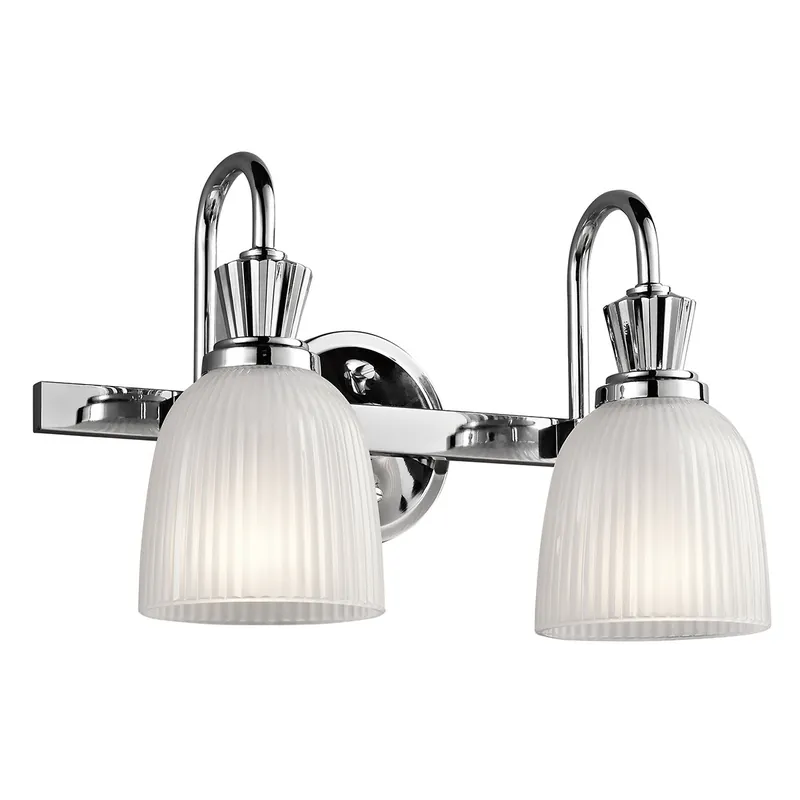 Bestseller Lampada da parete a 2 luci per bagno struttura in acciaio e diffusori in vetro - 3W - IP44