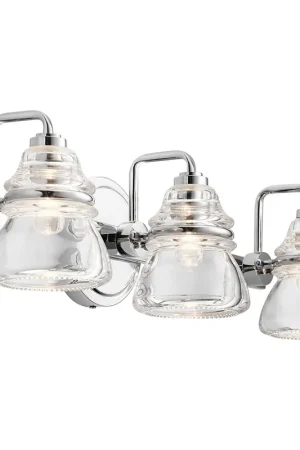Di Tendenza Lampada da parete in acciaio lucido moderna a 3 luci a LED G9 diffusori in vetro - 3W - IP44