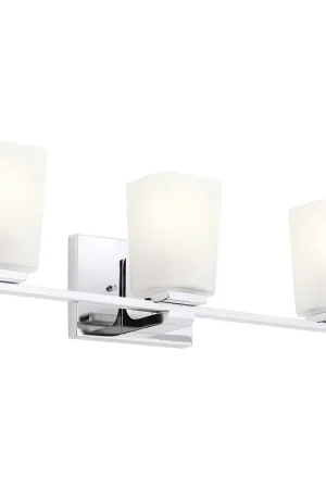 Vendita Finale Lampada da parete in acciaio per bagno con diffusori in vetro a 3 luci a LED - 3W - IP44