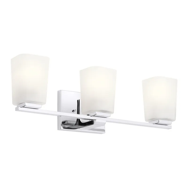 Vendita Finale Lampada da parete in acciaio per bagno con diffusori in vetro a 3 luci a LED - 3W - IP44