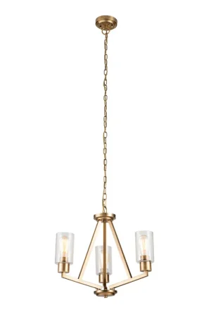 Compra Online Lampadario in acciaio con triplo diffusore in vetro dal design minimal - 60W - IP20