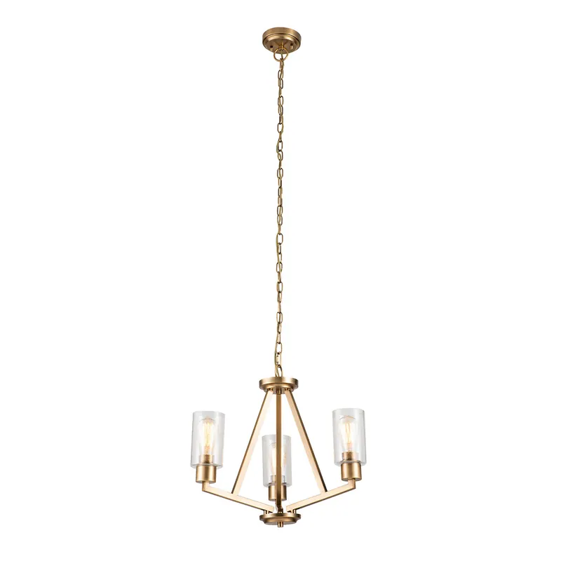 Compra Online Lampadario in acciaio con triplo diffusore in vetro dal design minimal - 60W - IP20