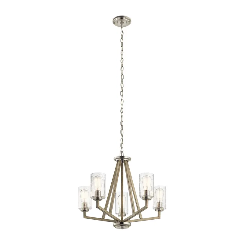 Lampadario in acciaio con 5 diffusori in vetro dal design minimal - 60W - IP20 Solo Oggi