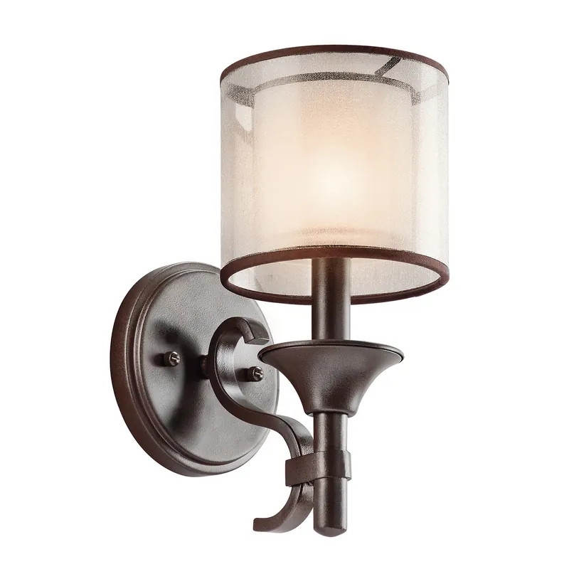 Acquista Ora Applique da parete in acciaio con diffusore in vetro opalino e maglia di lino - 60W - IP20