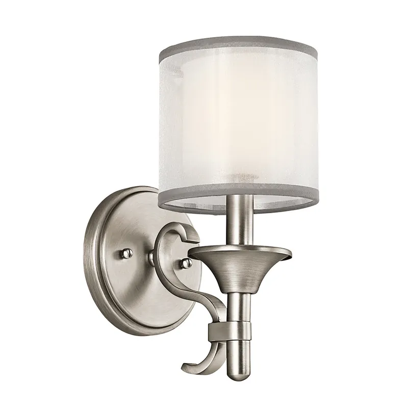 Applique da parete in acciaio con diffusore in vetro opalino e maglia di lino - 60W - IP20 Offerta