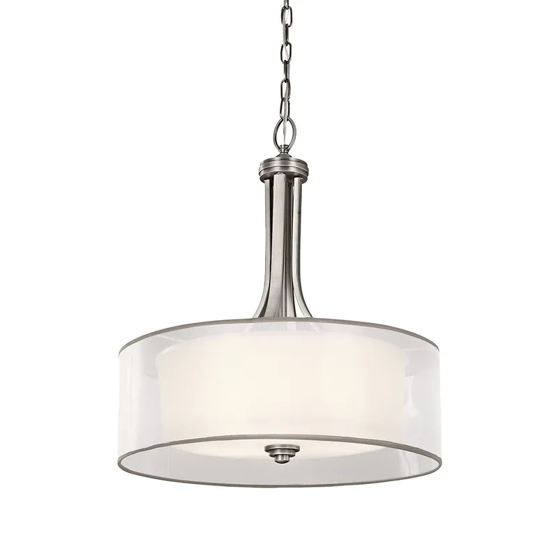 Lampadario grande con diffusore in vetro opalino e maglia di lino - 60W - IP20 Offerta Lampo