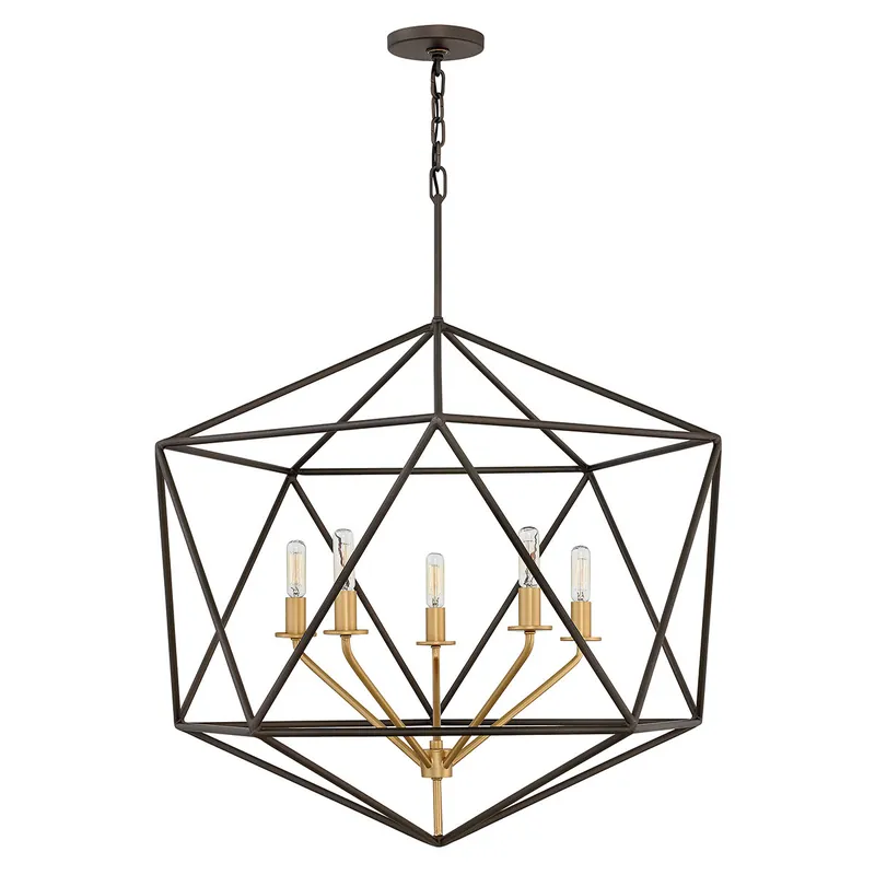 Subito Disponibile Lampadario grande in bronzo con diffusore a 5 luci dal design moderno - 60W - IP20