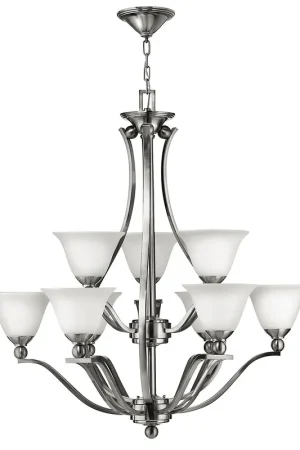 Compra Online Lampadario in acciaio grande con 9 diffusori in vetro dal design moderno - 60W - IP20