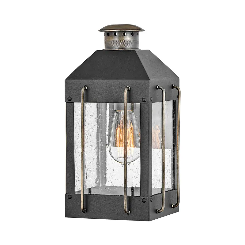 Bestseller Lanterna da parete piccola in alluminio e ottone con diffusore in vetro a 1 luce - 60W - IP44