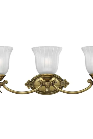 Applique da parete per bagno con struttura in ottone e 3 diffusori in vetro - 3W - IP44 Spedizione Espresso