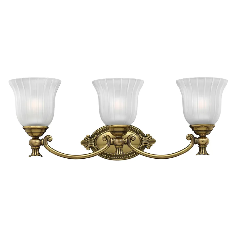Applique da parete per bagno con struttura in ottone e 3 diffusori in vetro - 3W - IP44 Spedizione Espresso