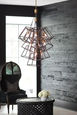 Lampadario a grappolo in acciaio grande con a 13 diffusori geometrici - 60W - IP20 Prezzo Scontato