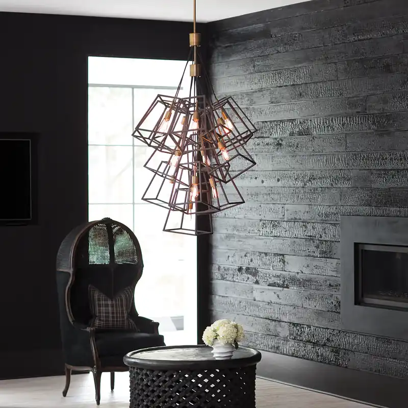 Lampadario a grappolo in acciaio grande con a 13 diffusori geometrici - 60W - IP20 Prezzo Scontato