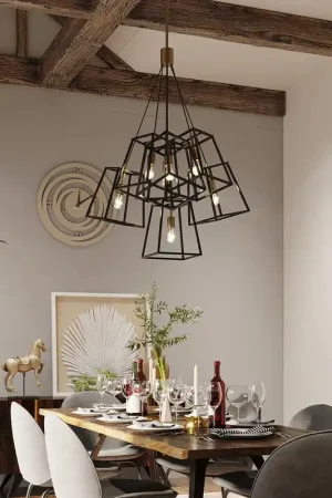 Super Prezzo Lampadario a grappolo moderno in acciaio a 7 luci e diffusori geometrici - 60W - IP20