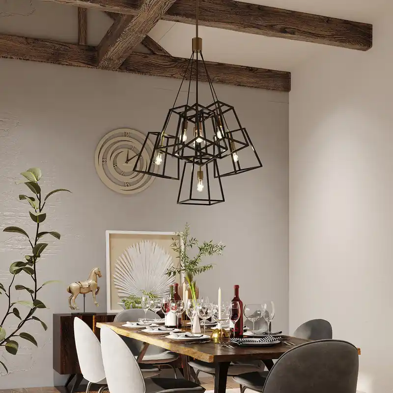 Super Prezzo Lampadario a grappolo moderno in acciaio a 7 luci e diffusori geometrici - 60W - IP20