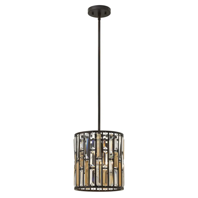 Lampada a sospensione singola in acciaio con diffusore in cristallo ambrato - 100W - IP20 Offerta Del Giorno