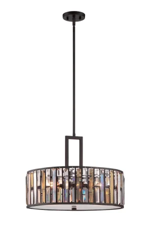 Lampada a sospensione grande in acciaio diffusore in cristallo ambrato a 3 luci - 100W - IP20 Occasione Imperdibile
