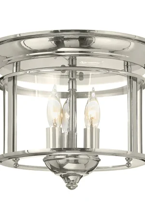 Consegna Rapida Plafoniera a soffitto rotonda in ottone massiccio e diffusore in vetro a 3 luci - 40W - IP20