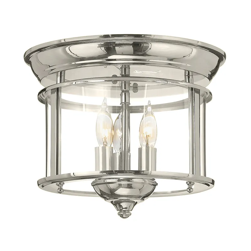 Consegna Rapida Plafoniera a soffitto rotonda in ottone massiccio e diffusore in vetro a 3 luci - 40W - IP20