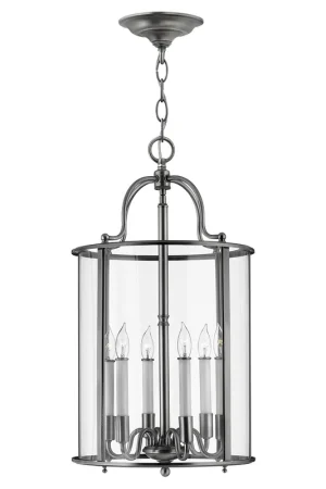 Ultimissimo Modello Lampadario grande moderno in acciaio con diffusore in vetro a 6 luci - 60W - IP20