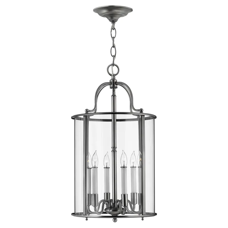 Ultimissimo Modello Lampadario grande moderno in acciaio con diffusore in vetro a 6 luci - 60W - IP20