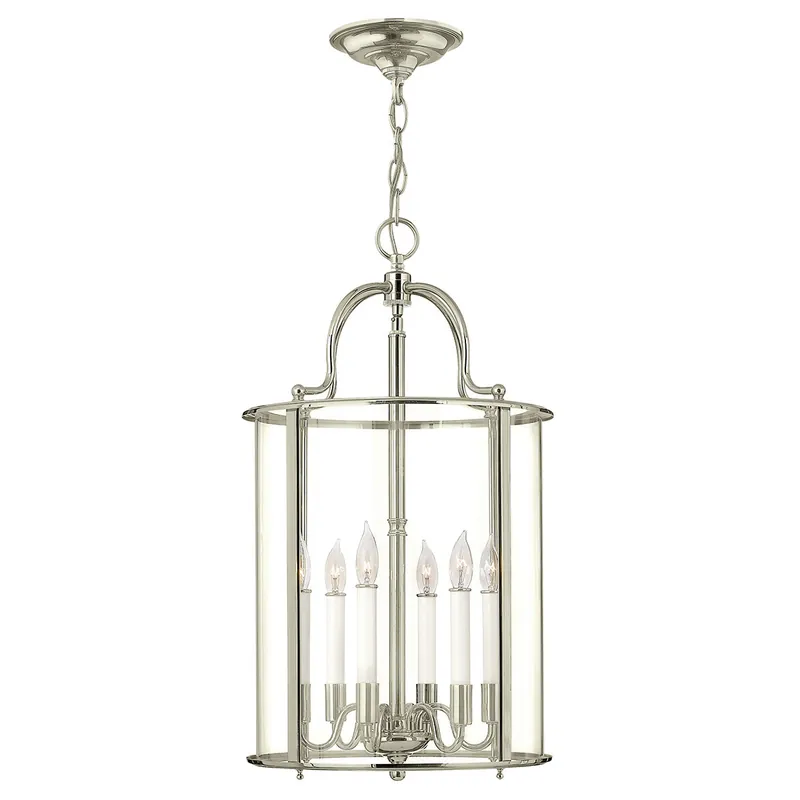 Offerta Limitata Lampadario grande moderno in acciaio con diffusore in vetro a 6 luci - 60W - IP20