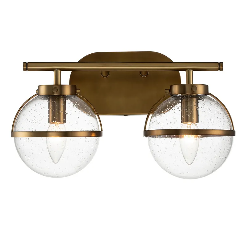Lampada a parete in acciaio 2 diffusori in vetro trasparente design moderno - 60W - IP44 Reso Gratuito
