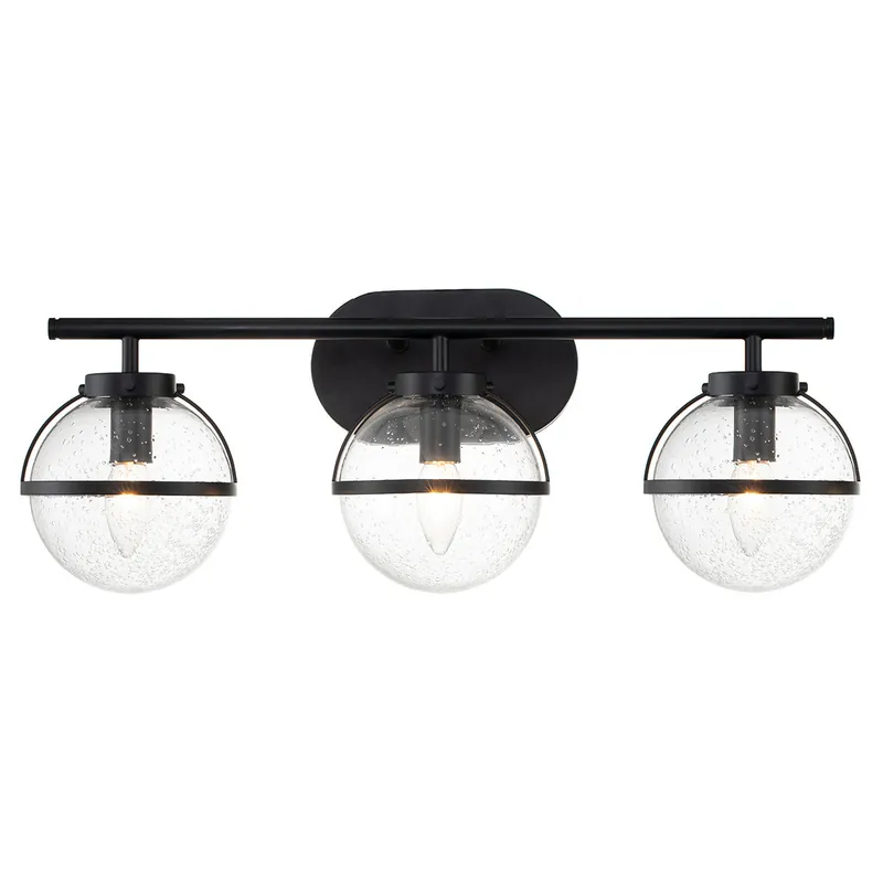 Lampada a parete in acciaio 3 diffusori in vetro trasparente design moderno - 60W - IP44 Di Tendenza