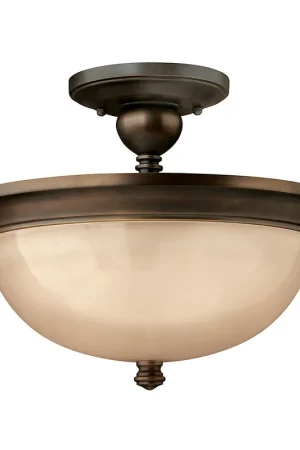 Subito Disponibile Lampada a soffitto rustica in acciaio con diffusore in vetro ambrato a 3 luci - 60W - IP20