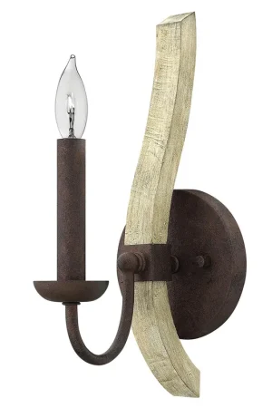 Applique a parete rustica in acciaio a 1 luce con inserto in legno massiccio - 60W - IP20 A Buon Prezzo