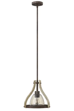 Lampada a sospensione mini in legno e acciaio con diffusore in vetro 1 luce - 60W - IP20 Reso Gratuito