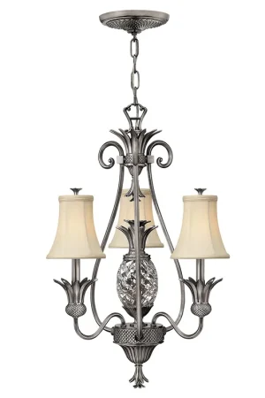 Ultima Occasione Lampadario in stile rustico in acciaio e vetro con paralumi in lino a 3 luci - 60W - IP20