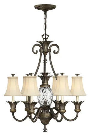 Esclusivo Lampadario in acciaio e vetro con paralumi in lino a 7 luci in stile rustico - 60W - IP20