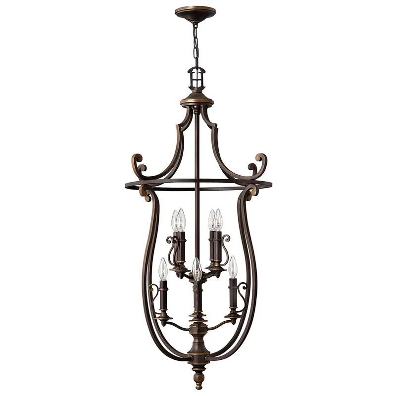 Economico Lampadario rustico grande in acciaio con diffusore a 8 luci - 60W - IP20