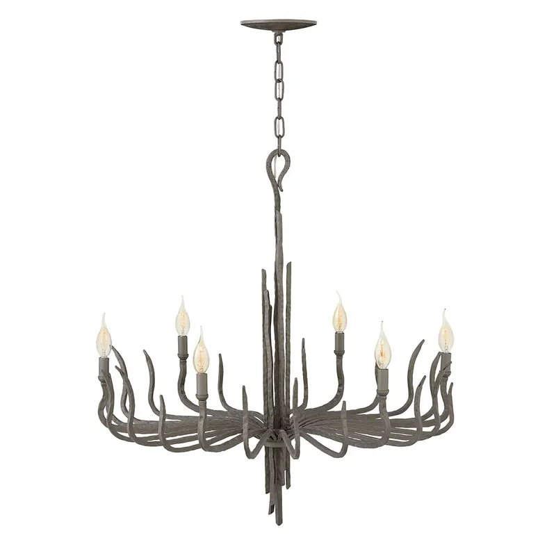 Di Tendenza Lampadario dal design rustico in acciaio con a 6 luci senza paralumi - 60W - IP20
