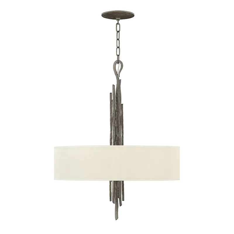 Lampada a sospensione in stile rustico in acciaio diffusore in tessuto a 6 luci - 60W - IP20 Occasione Imperdibile