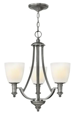 Vendita Finale Lampadario piccolo in acciaio con diffusori in vetro a 3 luce dal design moderno - 60W - IP20