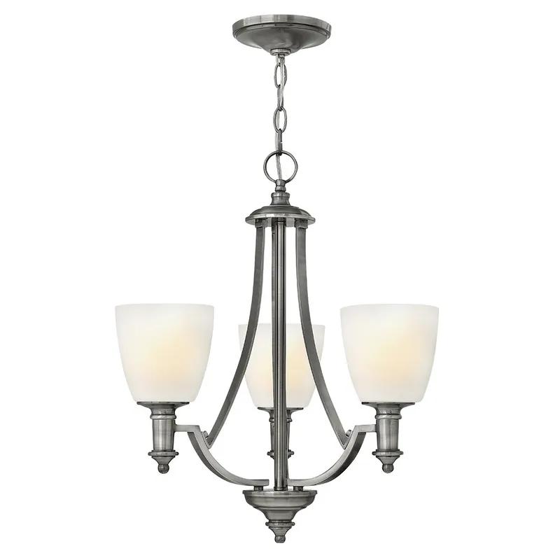 Vendita Finale Lampadario piccolo in acciaio con diffusori in vetro a 3 luce dal design moderno - 60W - IP20
