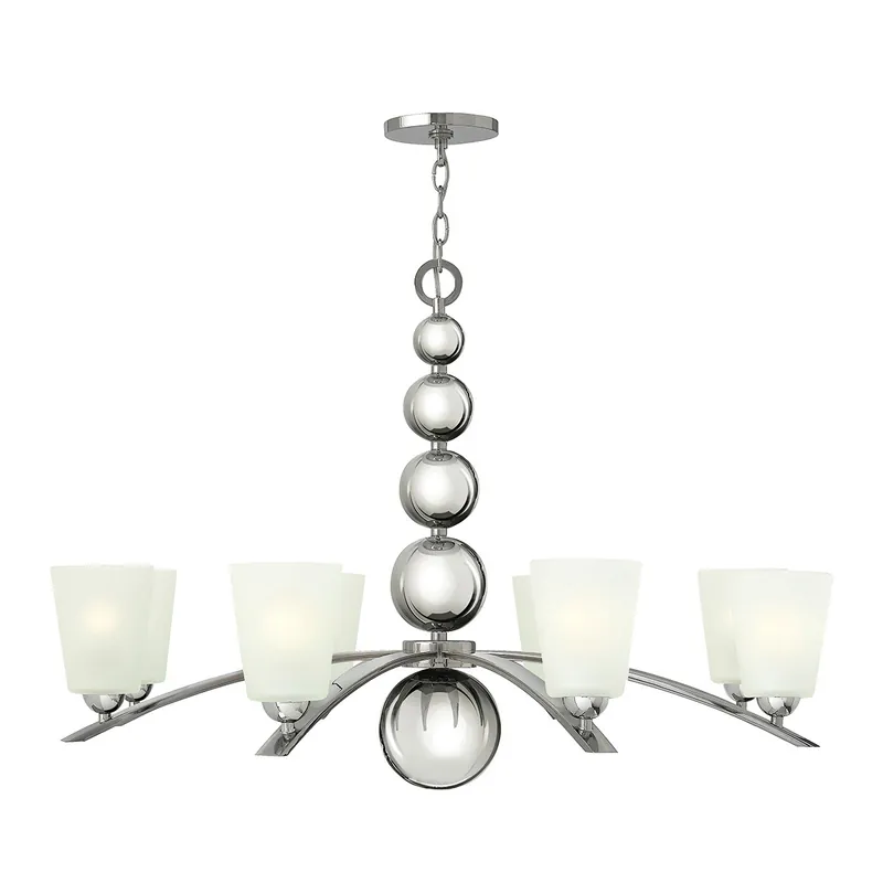 Popolare Lampadario gigante in acciaio con diffusore in vetro a 8 luci dal design moderno - 60W - IP20