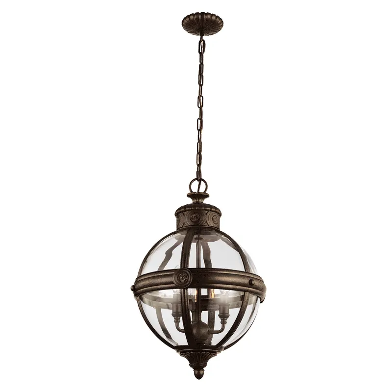 Lampadario in acciaio con diffusore rotondo in vetro a 3 luci - 60W - IP20 Prezzo Di Fabbrica