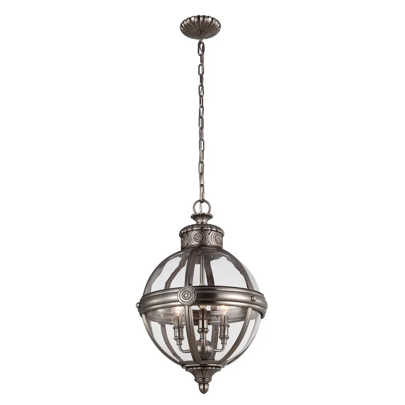 Lampadario in acciaio con diffusore rotondo in vetro a 3 luci - 60W - IP20 Acquista Ora