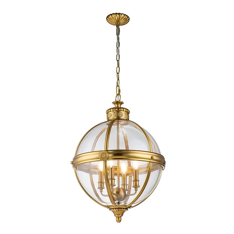Lampadario grande in acciaio con diffusore rotondo in vetro a 4 luci - 60W - IP20 Offerta