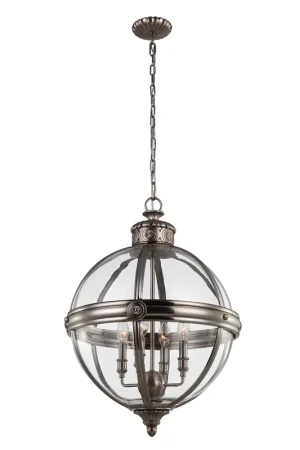 Acquista Ora Lampadario grande in acciaio con diffusore rotondo in vetro a 4 luci - 60W - IP20