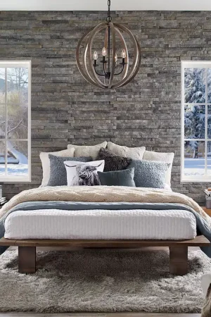 Lampadario dallo stile rustico con diffusore in legno di quercia a 4 Luci - 60W - IP20 Occasione Imperdibile